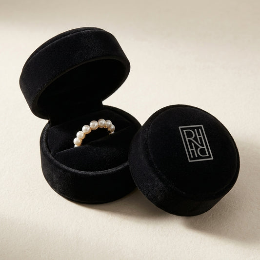 Freshwater Pearl Seven Stone Ring in 14k Yellow Gold - RockHer presentation