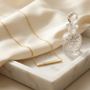 Diamond Bar Necklace in 14K Yellow Gold - editorial