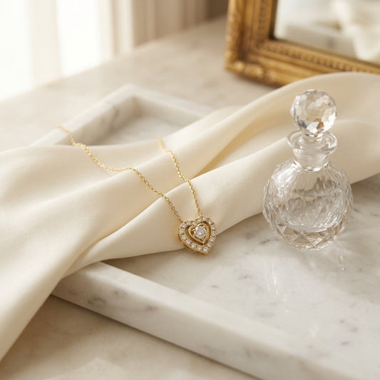 Diamond Heart Pendant 3/8ctw 16-18 Inch Adjustable Cable Chain in 14K Yellow Gold - editorial