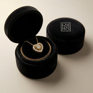Diamond Heart Pendant 3/8ctw 16-18 Inch Adjustable Cable Chain in 14K Yellow Gold - presentation