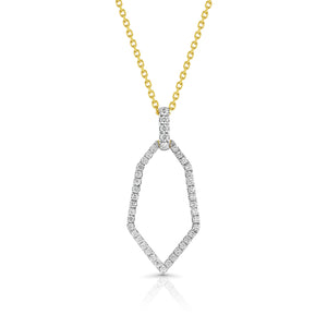 Diamond Open Kite Shield Pendant in 14k Yellow Gold 0.38ctw, 16-18 Inch Adjustable Cable Chain – side profile | RockHer