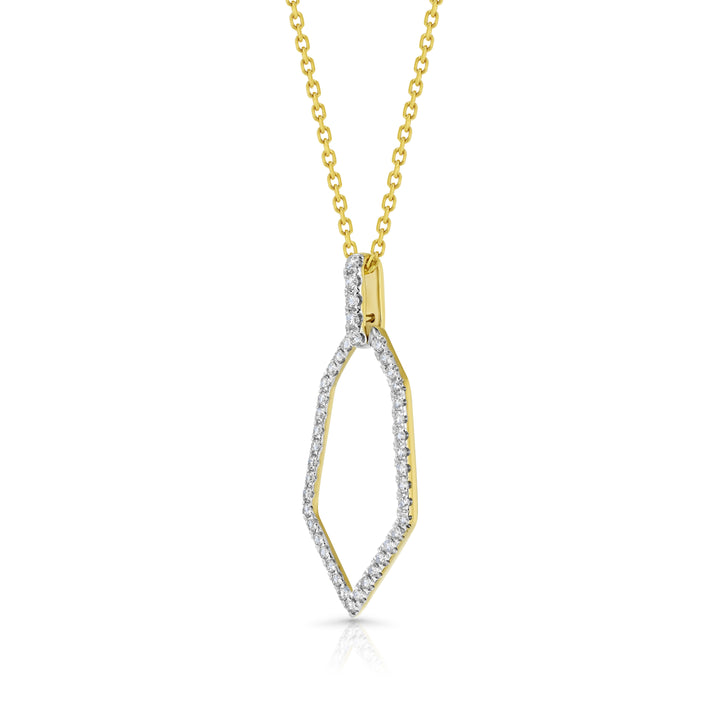 Diamond Open Kite Shield Pendant in 14k Yellow Gold 0.38ctw, 16-18 Inch Adjustable Cable Chain