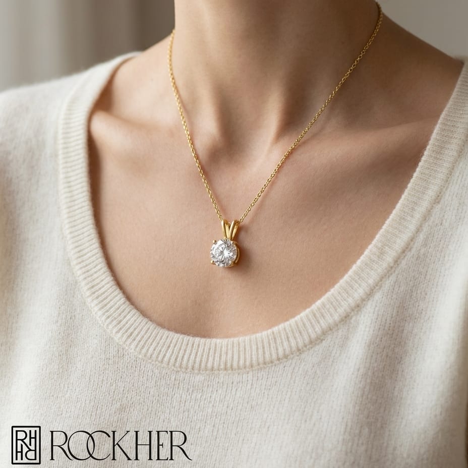 Lab Grown Diamond Round Brilliant Solitaire Pendant 2-1/2 ct t.w. in Yellow Gold