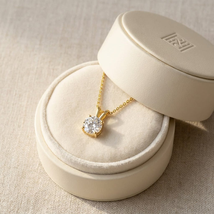 Lab Grown Diamond Round Brilliant Solitaire Pendant 2-1/2 ct t.w. in Yellow Gold