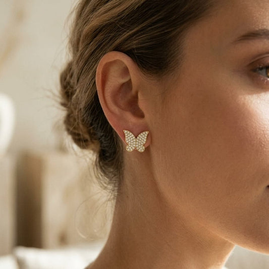 Diamond Butterfly Earrings 1/3ctw in 14K Yellow Gold - editorial