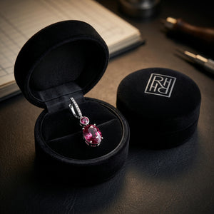 Rhodolite Garnet & Diamond Dangle Earrings 1/8ctw in 14K Yellow Gold - presentation