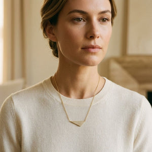 Diamond Micro-Pave Assymetric Triangle Necklace 16-18in Adj Chain in 14K Yellow Gold - editorial
