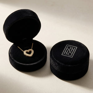 Double Heart 1/2ctw Diamond Necklace in 14K Yellow Gold - presentation