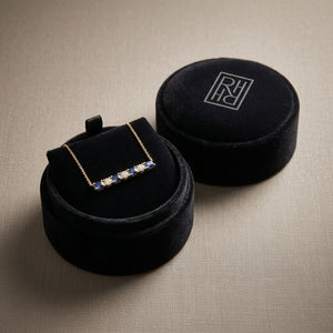 Citrine Bar with Round Diamond Necklace in 14K Yellow Gold - presentation