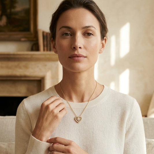 Diamond Heart Necklace 3/8ctw 16-18 Inch Adjustable Chain in 14K Yellow Gold - editorial