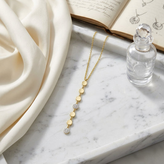 Diamond Linear Drop Necklace 1/10ctw in 14K Yellow Gold - editorial