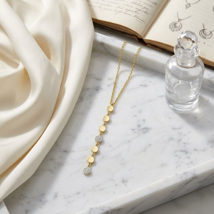 Diamond Linear Drop Necklace 1/10ctw in 14K Yellow Gold - editorial