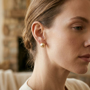 Golden South Sea Pearl Stud Earrings in 14K Yellow Gold - lifestyle