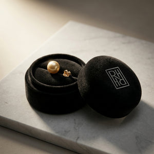 Golden South Sea Pearl Stud Earrings in 14K Yellow Gold - presentation