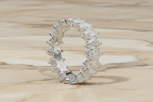Marquise cut natural diamond eternity band in 14K white gold, profile