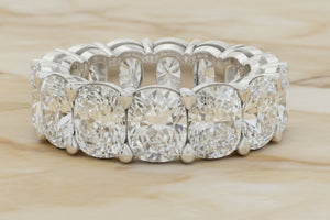 Elongated cushion natural diamond eternity band in 14K white gold, front
