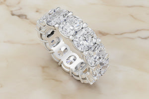 Elongated cushion natural diamond eternity band in 14K white gold, profile