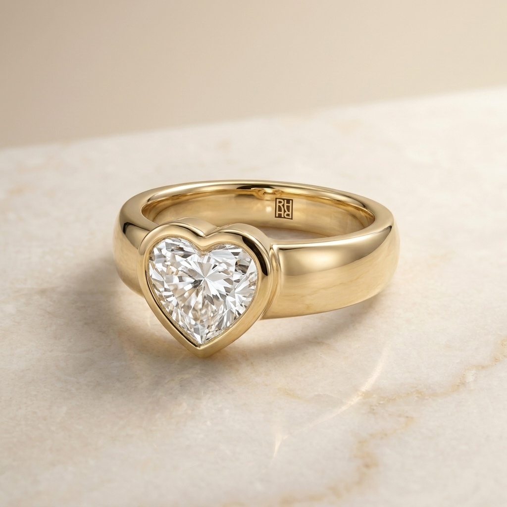The Remi heart engagement ring setting in 18K Yellow Gold | RockHer
