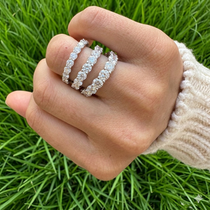 Round brilliant natural diamond eternity band in 14K white gold, RockHer