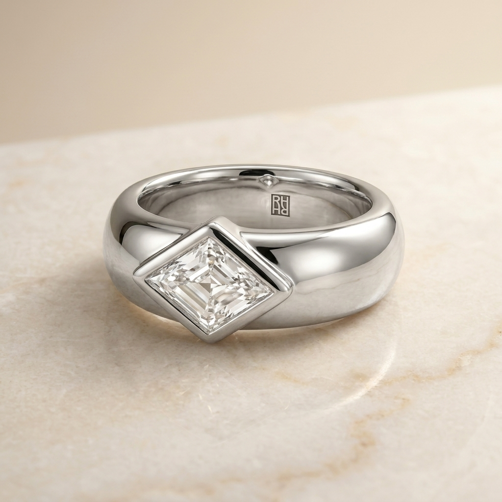 The Remi kite engagement ring setting in 18K White Gold | RockHer