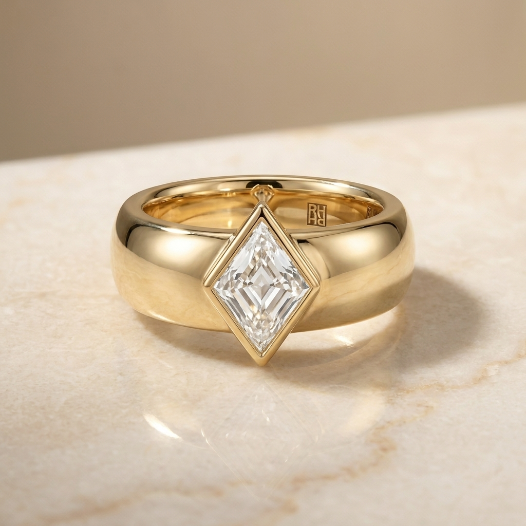 The Remi kite engagement ring setting in 18K Yellow Gold | RockHer