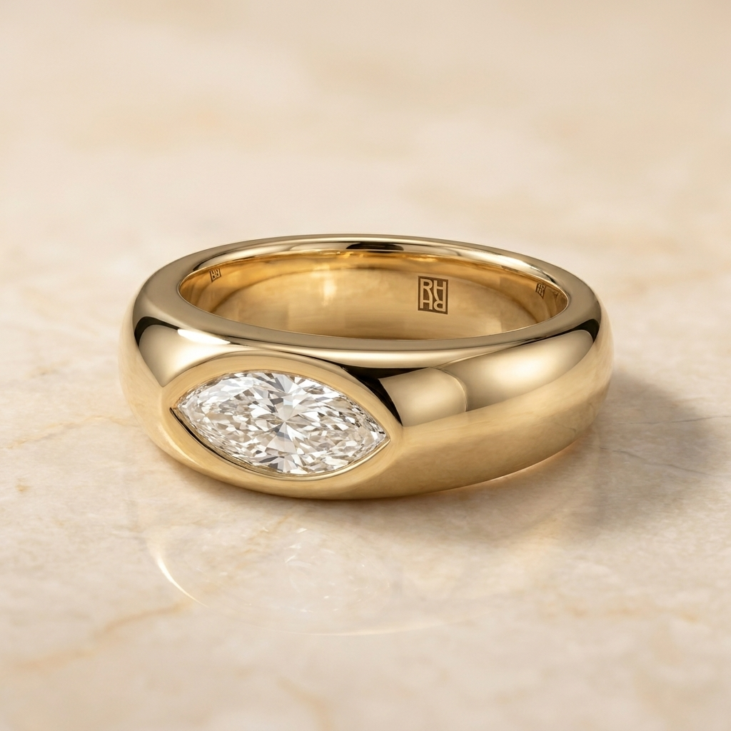 The Remi marquise engagement ring setting in Platinum | RockHer