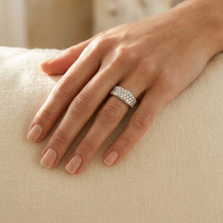 Diamond Round Concave Ring in Platinum - lifestyle