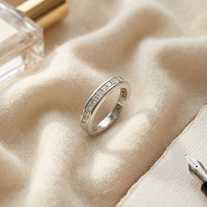 Channel Set Princess Cut Diamond Ring in Platinum - flat lay