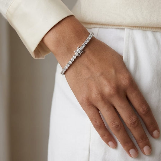 Diamond 4-Prong Tennis Bracelet in Platinum - editorial