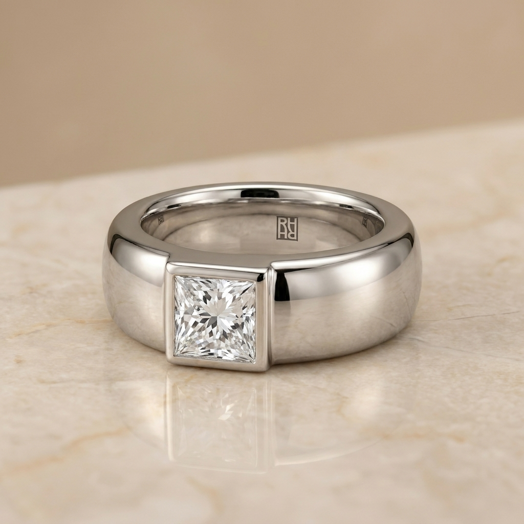 The Remi princess engagement ring setting in 18K White Gold | RockHer