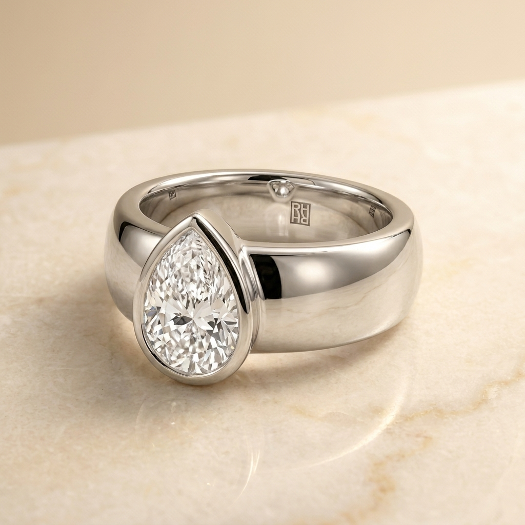 The Remi pear engagement ring setting in Platinum | RockHer