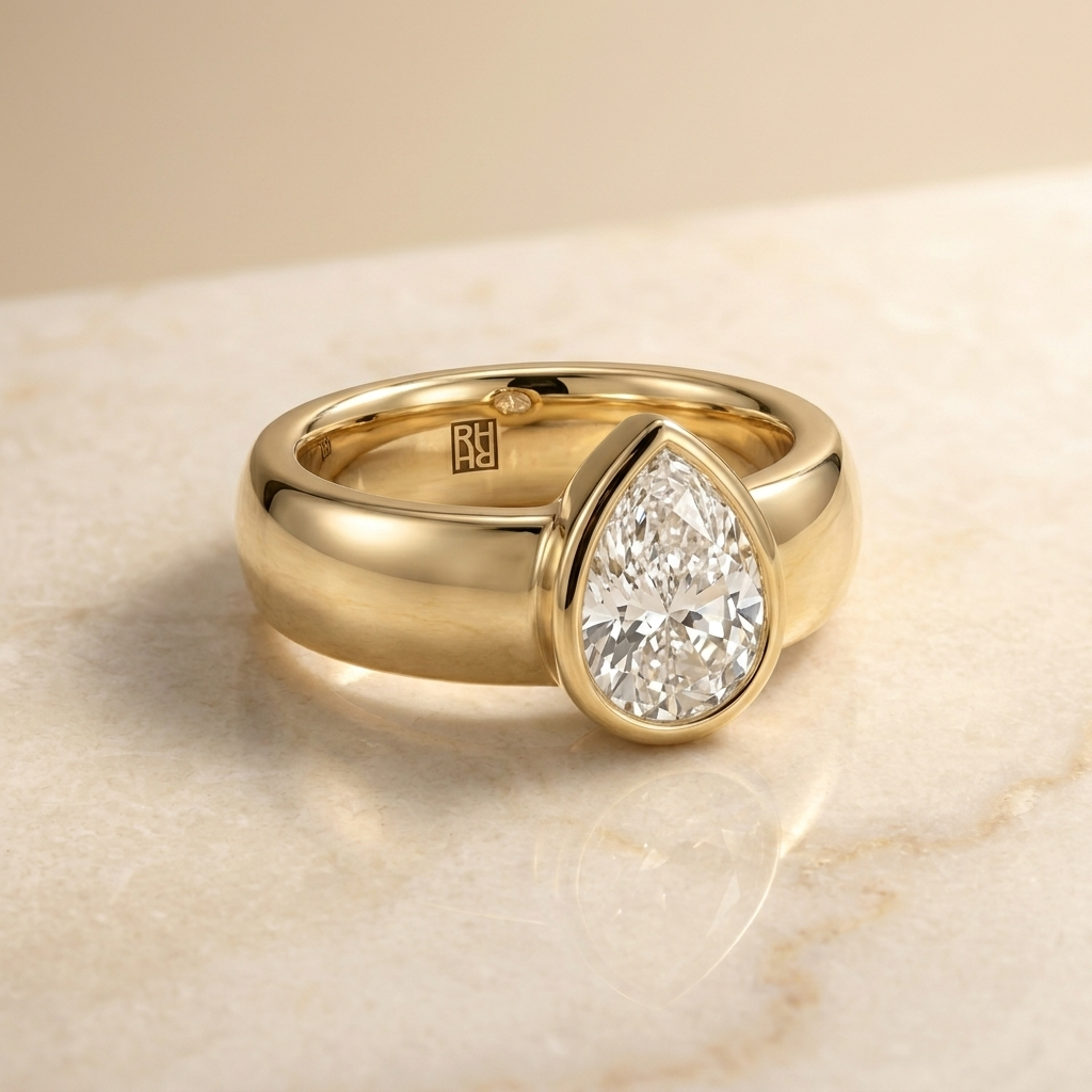 The Remi pear engagement ring setting in 18K Yellow Gold | RockHer