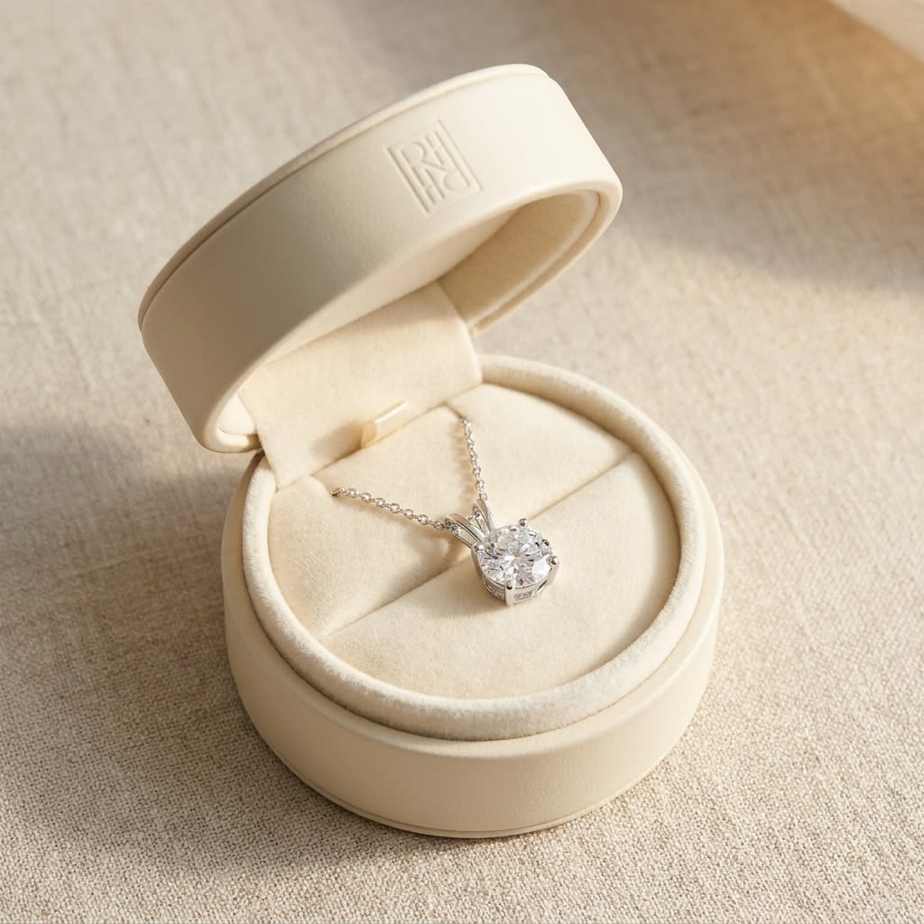 Natural Diamond Round Brilliant Solitaire Pendant 2 ct t.w. in Platinum Gold