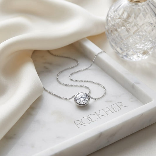 Natural Diamond Round Brilliant Solitaire Pendant 1-1/2 ct t.w. in Platinum Gold