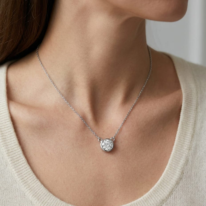 Natural Diamond Round Brilliant Solitaire Pendant 2 ct t.w. in Platinum Gold