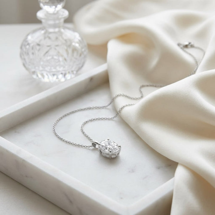 Lab Grown Diamond Oval Solitaire Pendant 4 ct t.w. in White Gold