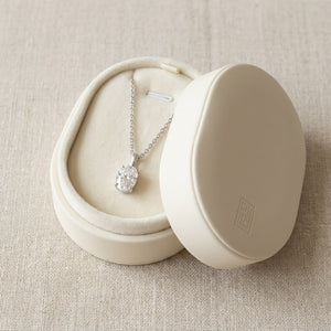 Natural Diamond Oval Solitaire Pendant 2 ct t.w. in Platinum Gold