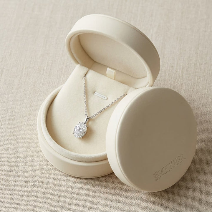 Lab Grown Diamond Oval Solitaire Pendant 3 ct t.w. in White Gold