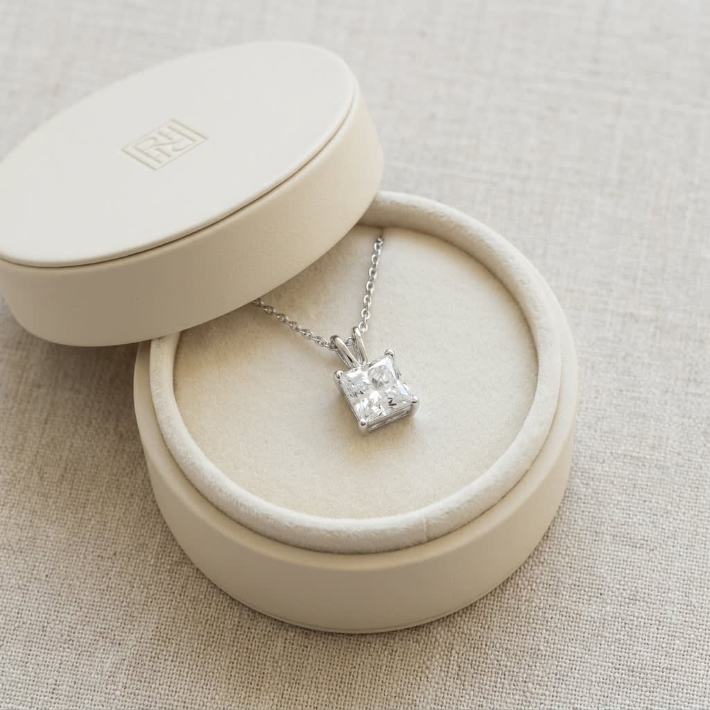 Lab Grown Diamond Princess Solitaire Pendant 4 ct t.w. in White Gold