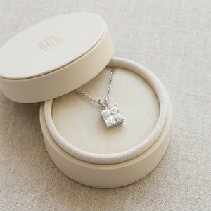 Lab Grown Diamond Princess Solitaire Pendant 4 ct t.w. in White Gold