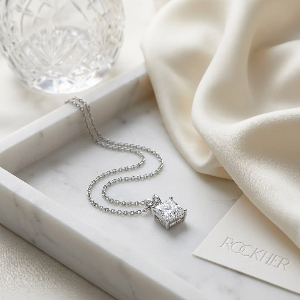 Lab Grown Diamond Princess Solitaire Pendant 2-1/2 ct t.w. in White Gold