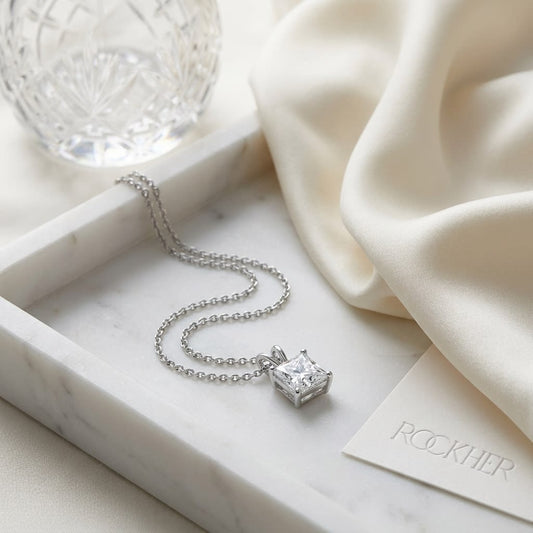 Lab Grown Diamond Princess Solitaire Pendant 2-1/2 ct t.w. in White Gold