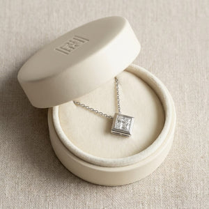 Natural Diamond Princess Solitaire Pendant 2 ct t.w. in Platinum Gold