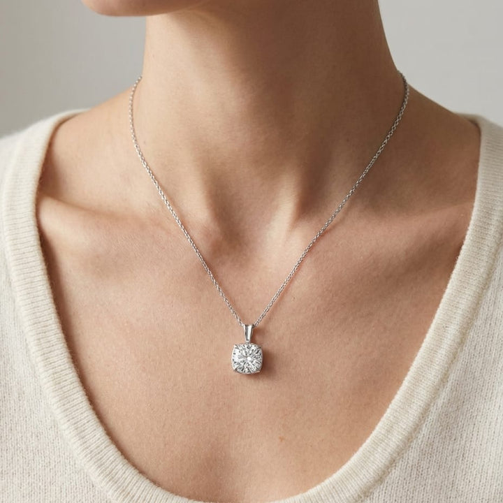 Lab Grown Diamond Cushion Solitaire Pendant 2-1/2 ct t.w. in White Gold