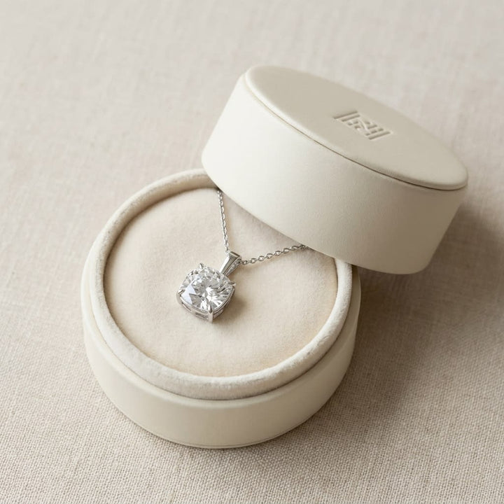 Natural Diamond Cushion Solitaire Pendant 1/2 ct t.w. in Platinum Gold
