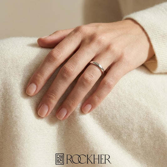 2.5mm Slightly Domed Comfort-Fit Wedding Band in Platinum, worn on hand, full view