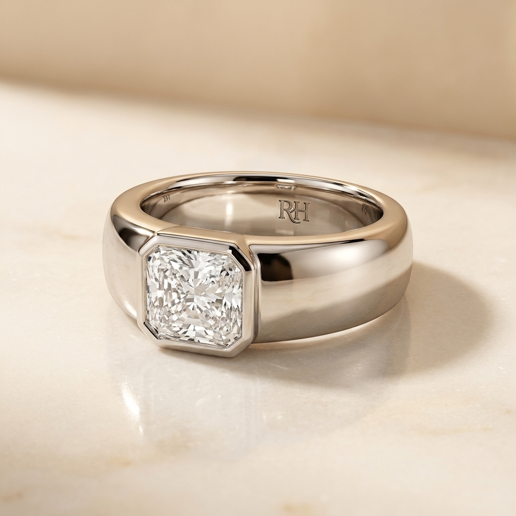 The Remi Select — Bezel-Set Cigar Band Radiant in 18K Yellow Gold