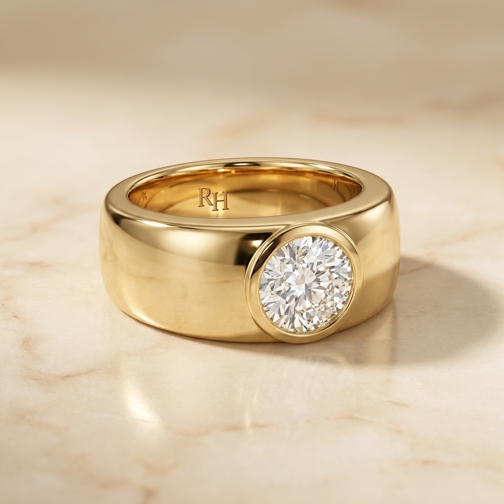 The Remi round engagement ring setting in 18K Yellow Gold | RockHer