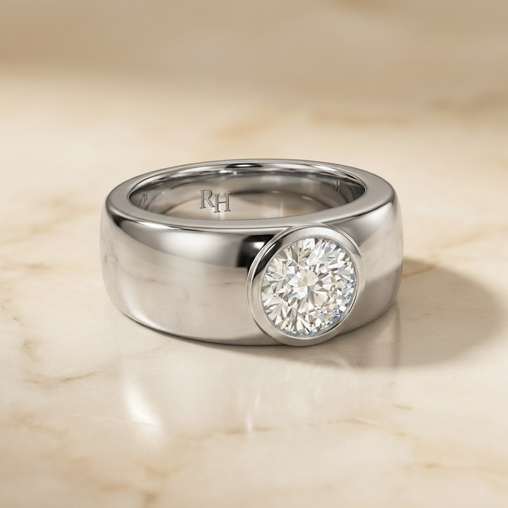 The Remi round engagement ring setting in Platinum | RockHer