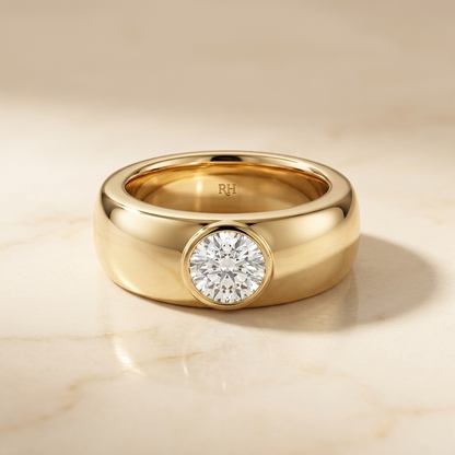 The Remi Select — Bezel-Set Cigar Band Round in 18K Yellow Gold